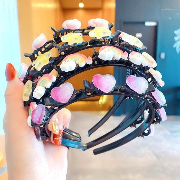 

hair accessories girls cute lovely cartoon fruits flower star headbands sweet plastic scrunchie hairband braid clips small kids1, Slivery;white