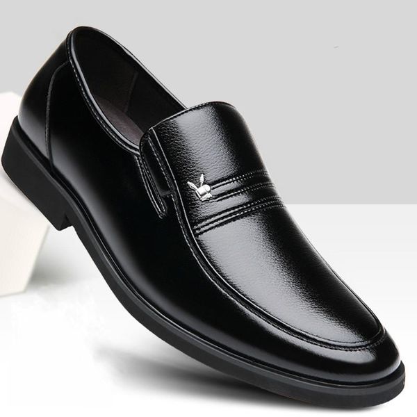 

dress shoes men's leather summer business black breathable round head casual mens
