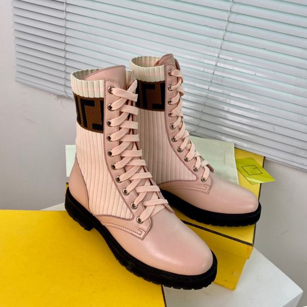 

zucca cuff ribbed knit sock-style flats ankle biker boots rockoko stretch fabric with pink leather combat booties for women luxury designer, Black