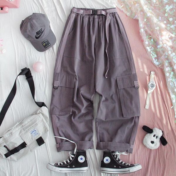 

spring autumn japanese women loose casual trousers high waist overalls girls wide leg pants wild student sweet preppy style women's & c, Black;white
