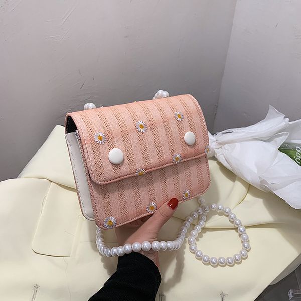 

new handbags texture pearl chain bag women's 2021 summer flower messenger fashion shoulder factory direct sale