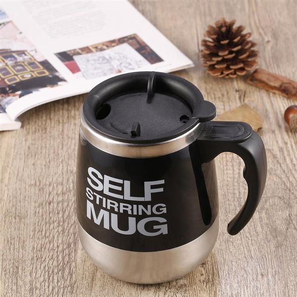 

mugs 450ml coffee mug creative stainless steel automatic mixing cup with lid mix bottle double insulated self stirring