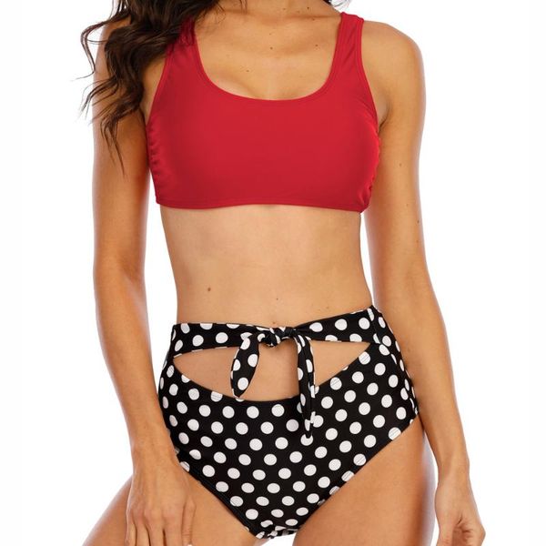 

two-piece suits women print split swimsuit padded push-up women's waist bandage bikini sets swimwear beachwear 2021