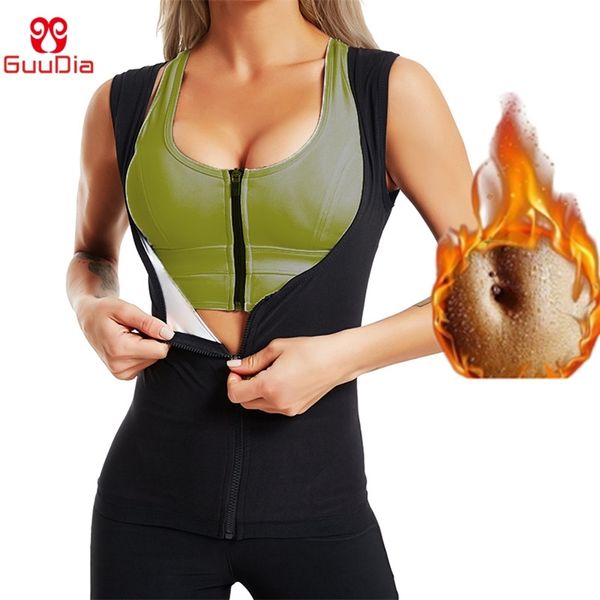 Guudia Hot sauna ternos para mulheres suor de sauna colete treinador de cintura para mulheres exercícios de emagrecimento suor shaper corpo thermo top 210402