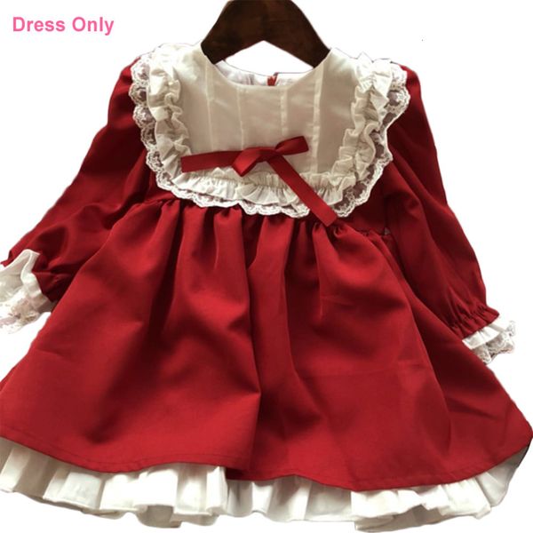 

girl's baby red dresses for christmas autumn kids girls long sleeve vintage princess lolita dress vestidos party new year c0228, Red;yellow