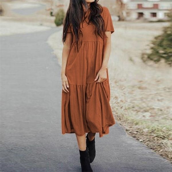 

women elegant ruffles dress summer sundress casual short sleeve solid party vestido zanzea vintage kaftan dresses femme robe, Black;gray