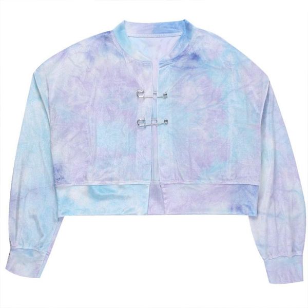 

women's jackets women long sleeve velvet baseball coat gradient tie-dye print open front jacket with pin clip casual loose short outwea, Black;brown
