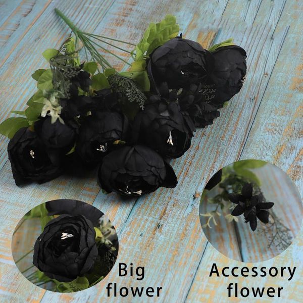 

50cm artificial silk peony lilies european bunch 13 big head fake flowers bouquet wedding party home decoration indoor decorative & wreaths
