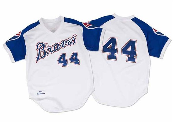 

baseball hank aaron atlanta #4 mitchell & ness retro 1974 pullover jersey, Black;red
