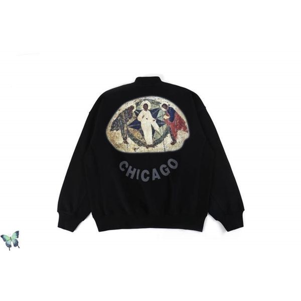 

jesus is king crew neck sweatshirt religious oil painting pullover sweatshirts casual versatile men women 210420, Black