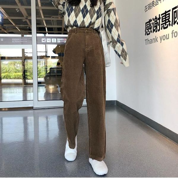 

spring high waist corduroy pants women winter wide leg trousers casual harajuku long loose streetwear women's & capris, Black;white