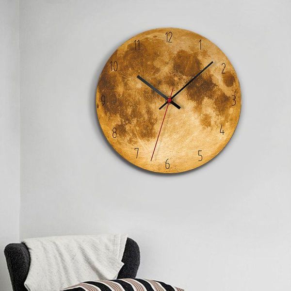 

wall clocks decorative wooden clock moon black hole pattern mute wallclock home decor