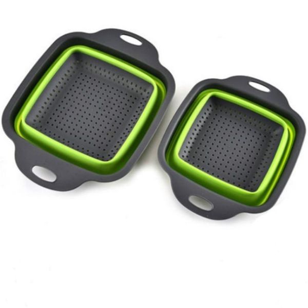 

storage bottles & jars square silicone draining basket collapsible colander kitchen bag fruit vegetable folding filter gadgets