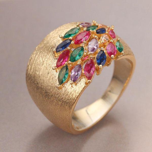 

bride talk luxury rings paved zirconia brass jewelry accessories engagement wedding crystal shiny for women gift cluster, Golden;silver