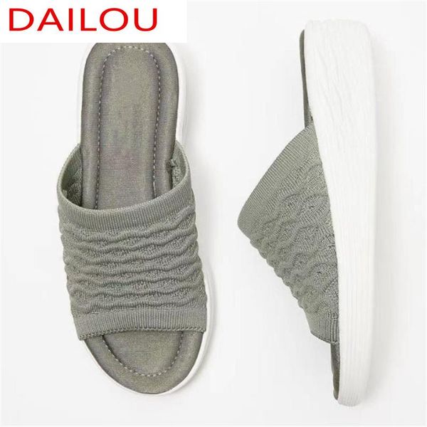 

sandals 2021 summer women fashion outdoor open toe wedges platform slipper comfortable plus size shoes zapatos mujer, Black