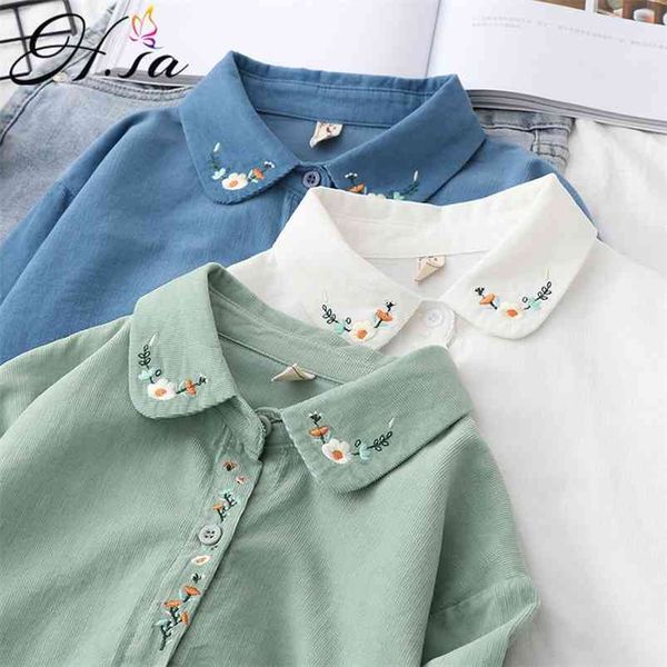 

hsa camisas de mujer blouse women long sleeve floral embroiry summer and shirts white blusas moda 210430