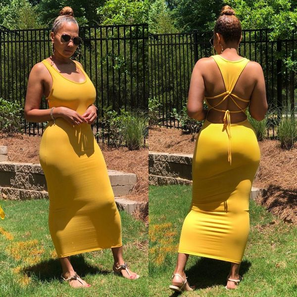 

breathable dresses fashion bandage womens outfit solid slim plus size maxi summer dress women casual 3xl, Black;gray