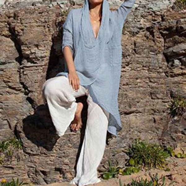 

women's blouses & shirts women fashion ladies long shirt casual cowl neck sleeve loose asymmetrical summer blusas femininas plus size #, White