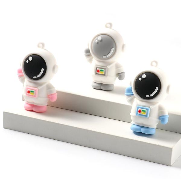 

charms creative pvc galaxy astronaut pendants for earrings making cute pink spaceman pendant necklace diy accessories 5.9x3.8cm, Bronze;silver