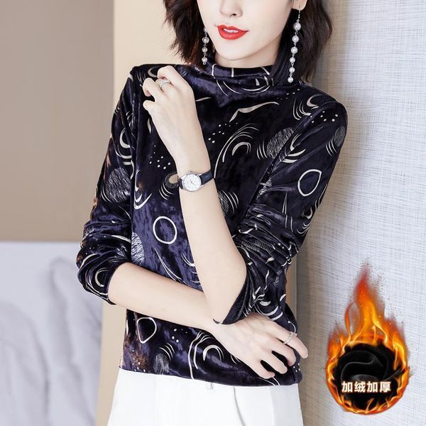 

women's blouses & shirts coigarsam 4xl plus size print blouse women add wool blusas womens and blouses purple green black dark blue 85, White