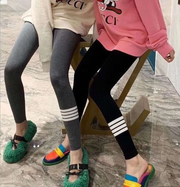 

women's tracksuits yoga autumn and winter thickened plush tb four bar leggings women's knitting striped high waist slim pants m4nd, Gray