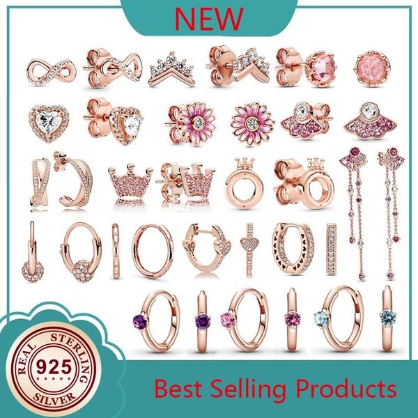

stud 100% s925 silver elegant crown fashion fan earrings women's wedding party holiday gifts diy charm boutique jewelry, Golden;silver