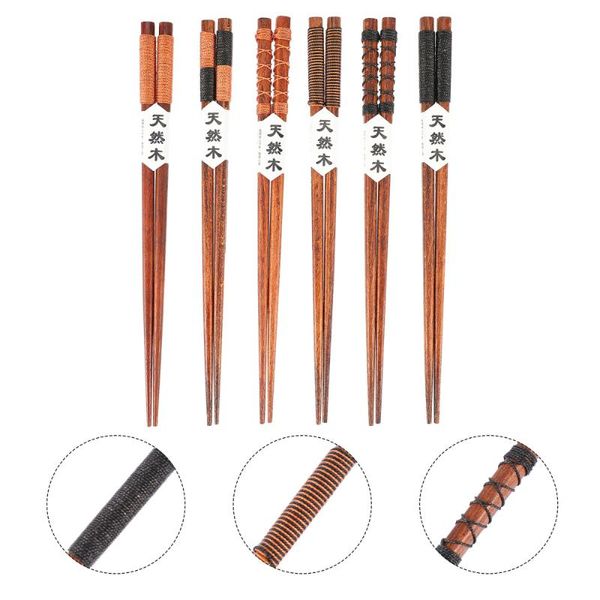 

chopsticks 1 set 6 pairs durable wooden long practical pot