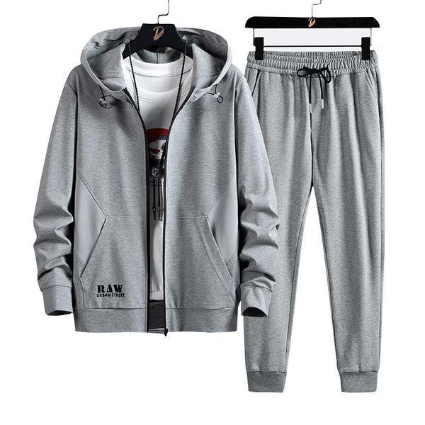 

jogging clothing plus size 8xl spring autumn sports suit men's cardigan tracksuit sportswear zip hoodies+pants 2 piece set men cotton s, Black;red
