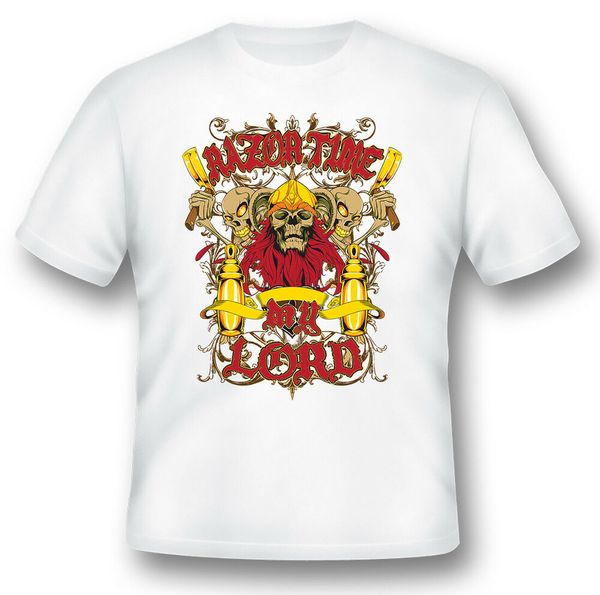 

razor time my lord skulls white or black tee, White;black