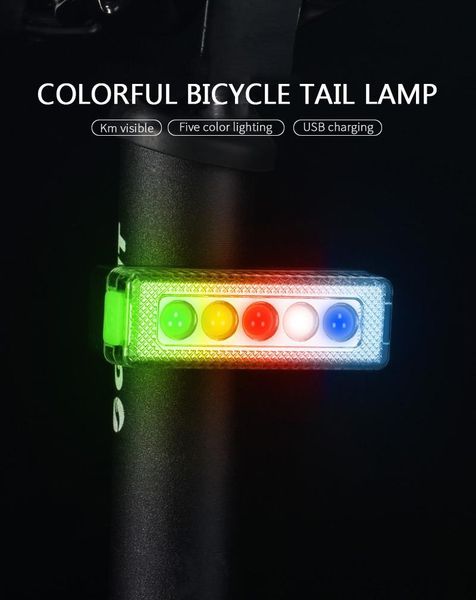 

bicycle lights warning taillights usb charging colorful bright creative rear night riding road bike outdoor equipment