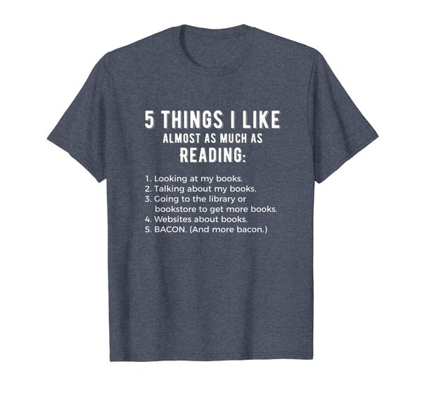 

5 things i like almost as much as reading funny t-shirt, White;black
