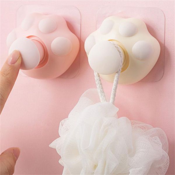 

hooks & rails cat wall hanging hook self-adhesive retractable multifunction home decor creative cute key towel rack bathroom kitchen