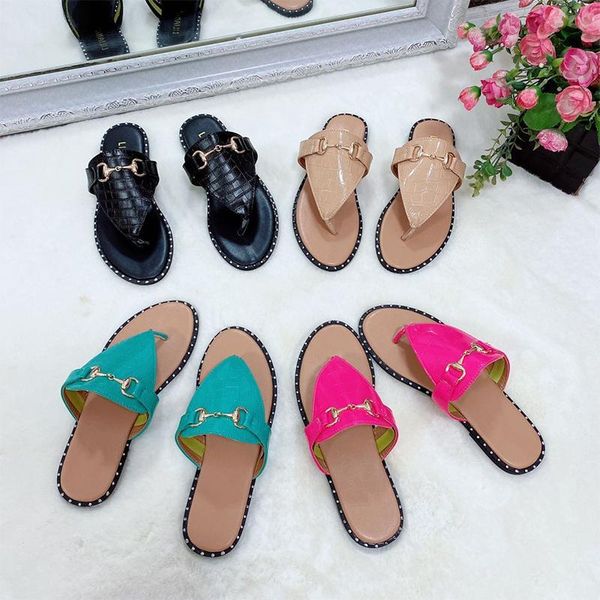 

summer women flip flops slippers 2021 ladies shoes woman casual comfort metal buckle female round toe slides bohemia, Black