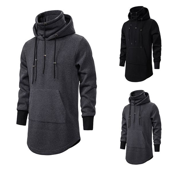 

men's hoodies & sweatshirts mens hoodie casual long sleeve men sweatshirt solid color fitness loose streetwear, Black