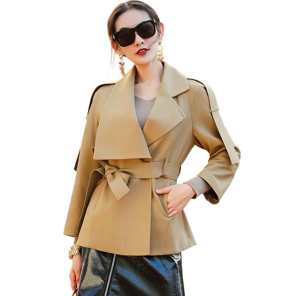 

women's leather & faux 2021 genuine jacket women clothes 100% sheepskin coat female spring autumn real jackets windbreaker ot1799, Black