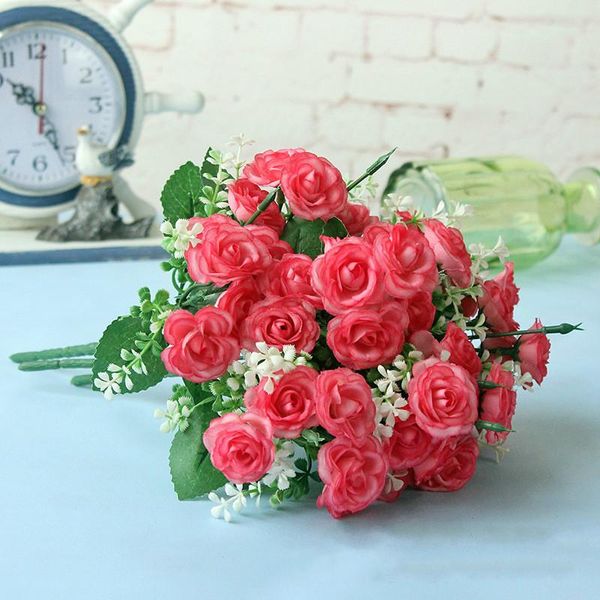 

decorative flowers & wreaths 15 heads small roses artificial bouquet for wedding rose scrapbooking simulation diy