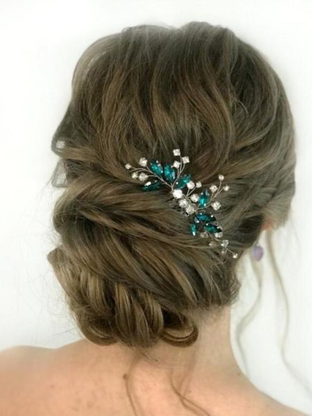 

headpieces bohemian green wedding hair comb rhinestone jewelry bridal flower headpiece romantic ornaments for bride ornament, Silver