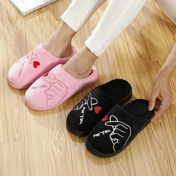 

autumn and winter women slippers cotton home bag with non-slip indoor warm fur, Black