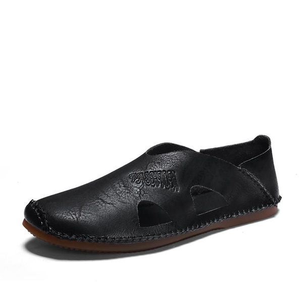 

sandals style sneakers sports hop respirant hip loafers quality male rubber sandales de beach mens sole mesh slippers, Black