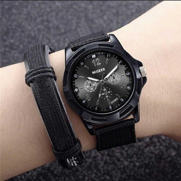

wristwatches migeer men fashion nylon strap stainless steel wrist watch quartz casual relogio masculino, Slivery;brown