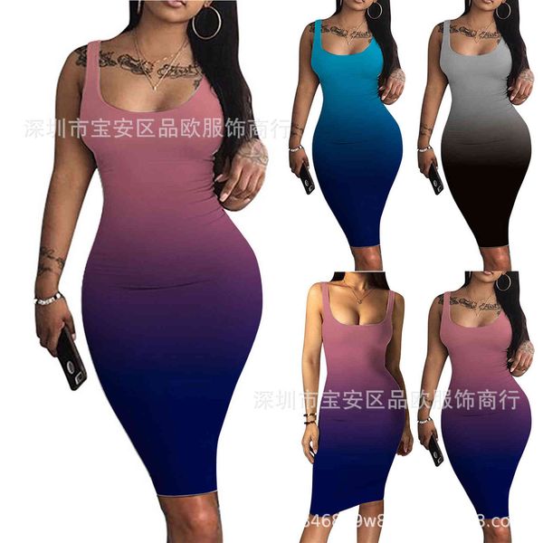 

factoryxpeo dye print 2021 gradient twill women's buttock tie dress, White;black