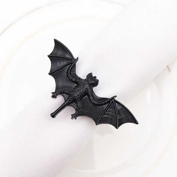 

napkin rings 8pcs/lot style black bat ring el halloween button alloy deskdecoration