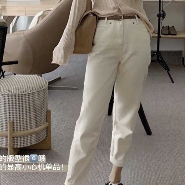 

valley long pumpkin leg bomber ~ slim high waist casual thin straight fit white jeans women k0037, Blue