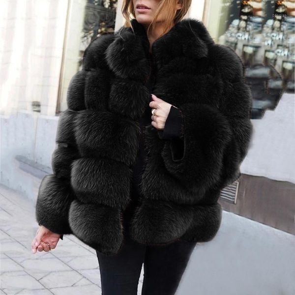 

women's fur & faux women plus size short jacket plush coat warm sleeve outerwear long teddy casual overcoat winter, Black