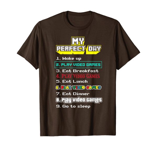 

My Perfect Day Play Video Games - Gamer Gift T-Shirt, Mainly pictures