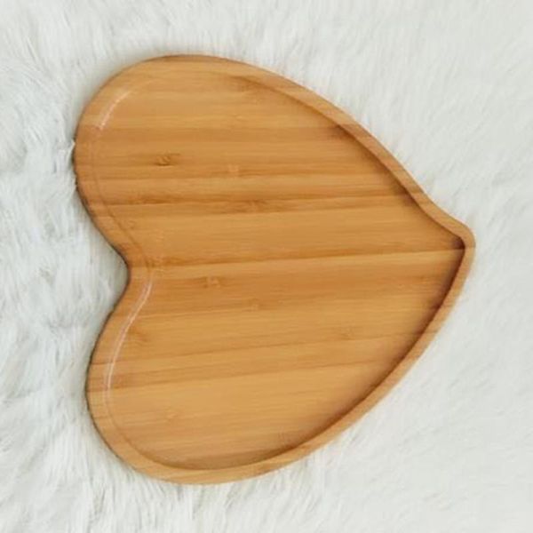 

dishes & plates 2 pcs heart shaped eco-friendly bamboo wooden tray tea coffee serving plate fruit bread snack for el