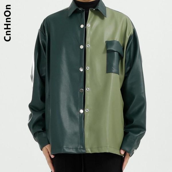 

men's jackets autumn products design retro contrast color leather jacket men m5-j-1008, Black;brown