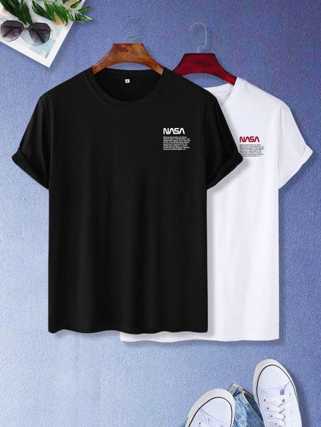 

men 2pcs slogan graphic tee t7gp#, White;black