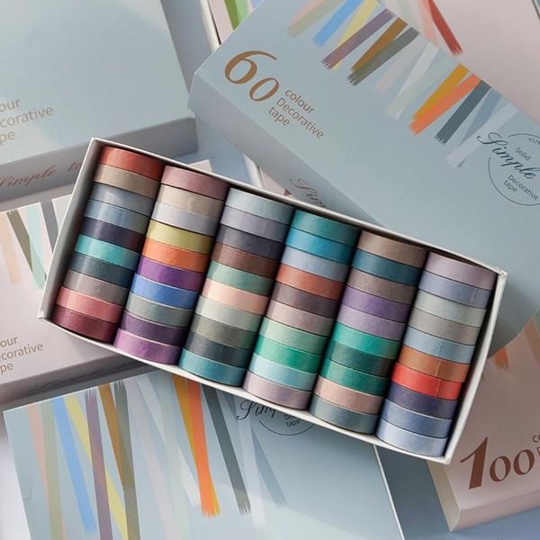 

gift wrap 60/100pcs pure solid color washi tape ranbow set sticker for diy handbook scrapbooking basic decoration