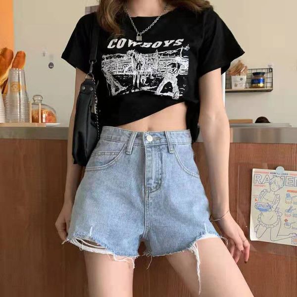 

2021 jean shorts women streetwear high waist wide leg denim shorts for womensummer korean style women loose short shorts, White;black